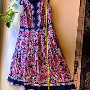 Gorgeous Talbots fully lined floral dress, navy pink, size 10 midi sleeveless